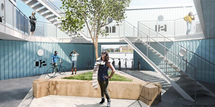 Плавающие общежития из морских контейнеров для датских студентов Плавающие общежития из морских контейнеров для датских студентов